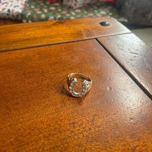 Gold Plated Horseshoe Ring with Diamonds